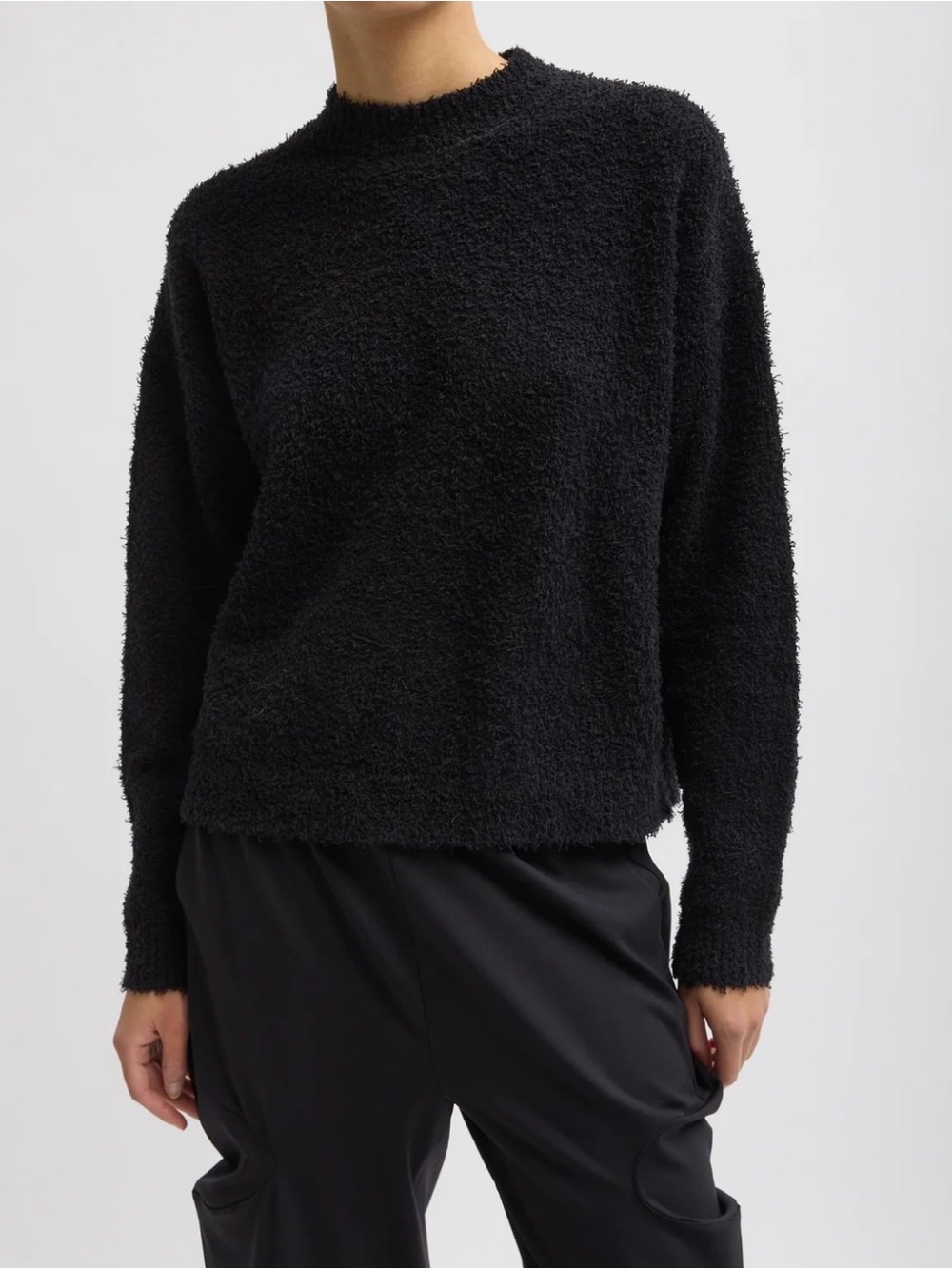 Tibi Serviette Crewneck Easy Pullover Size Large Black